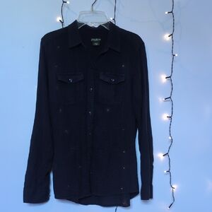 Eddie Bauer Navy Textured Shirt XS